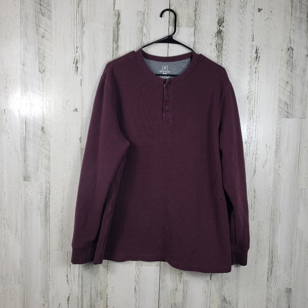 George mens maroon long sleeve thermal shirt size XL 46-48